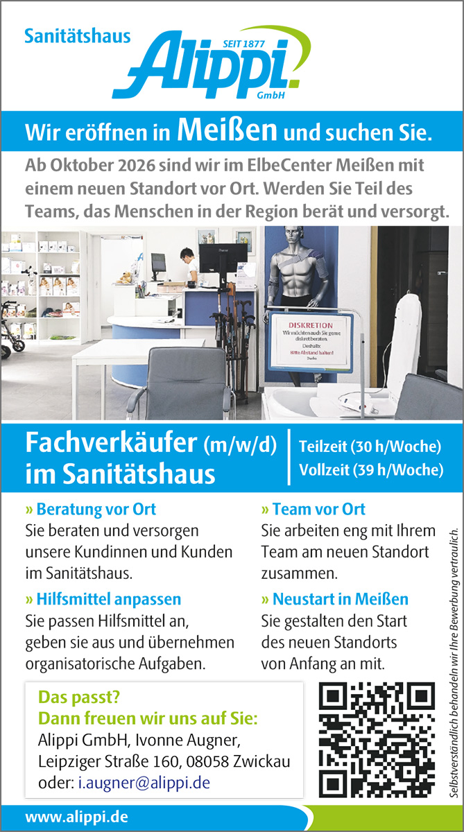 Stellenangebot Fachverkäufer (m/w/d) im Sanitätshaus Alippi